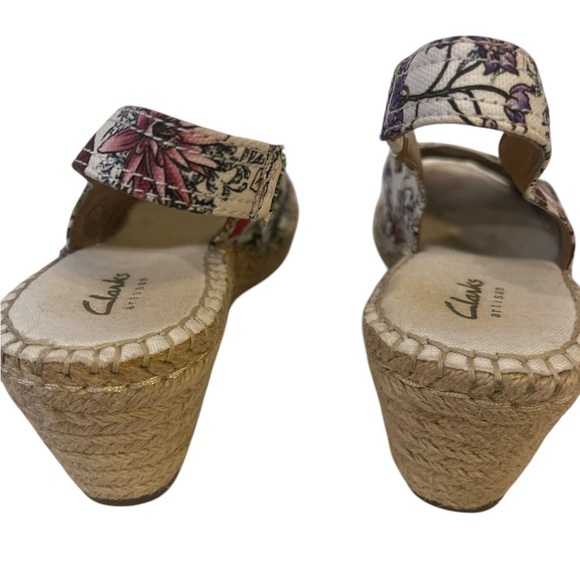 Women’s CLARKS Petrina Rhea Floral Espadrilles Wedge Sandals Shoes - Picture 5 of 7